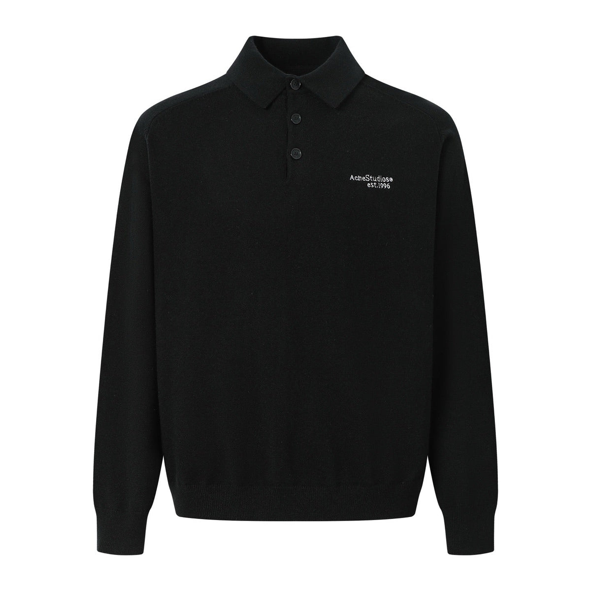 Schwarzes Baumwoll-Langarmshirt mit Brustaufdruck – Herren