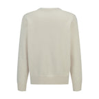 Cremefarbenes Baumwoll-Rundhals-Sweatshirt mit Kutschengrafik – Herren