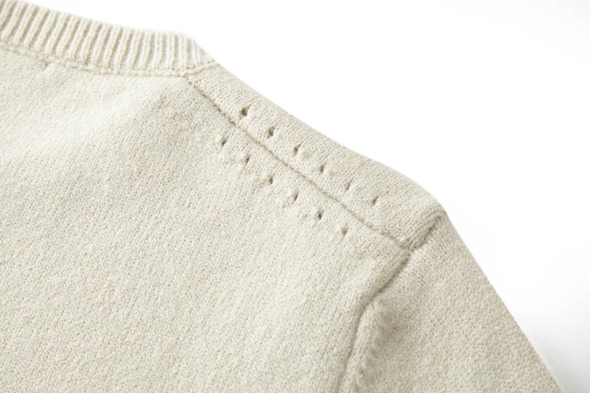 Cremefarbenes Baumwoll-Rundhals-Sweatshirt mit Kutschengrafik – Herren