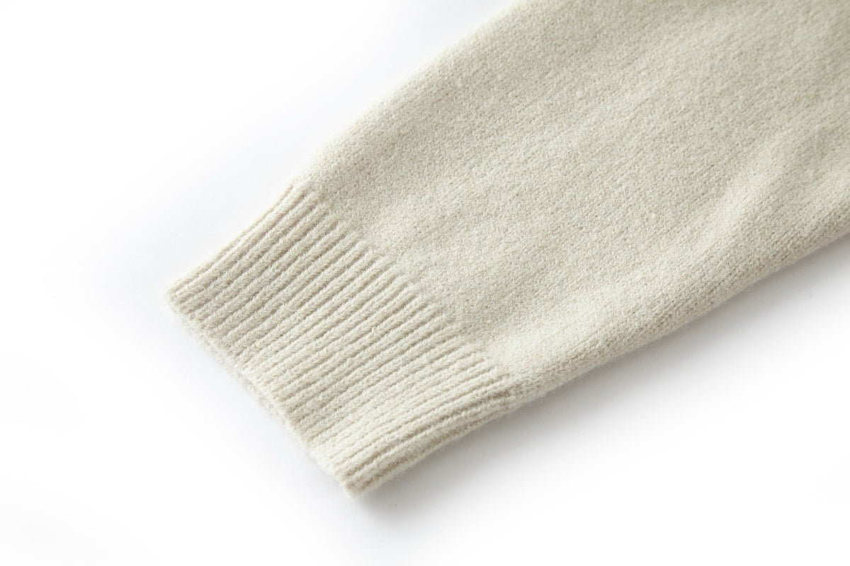 Cremefarbenes Baumwoll-Rundhals-Sweatshirt mit Kutschengrafik – Herren