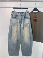 Blue Denim Faded Wide-Leg – Herren