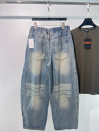 Blue Denim Faded Wide-Leg – Herren