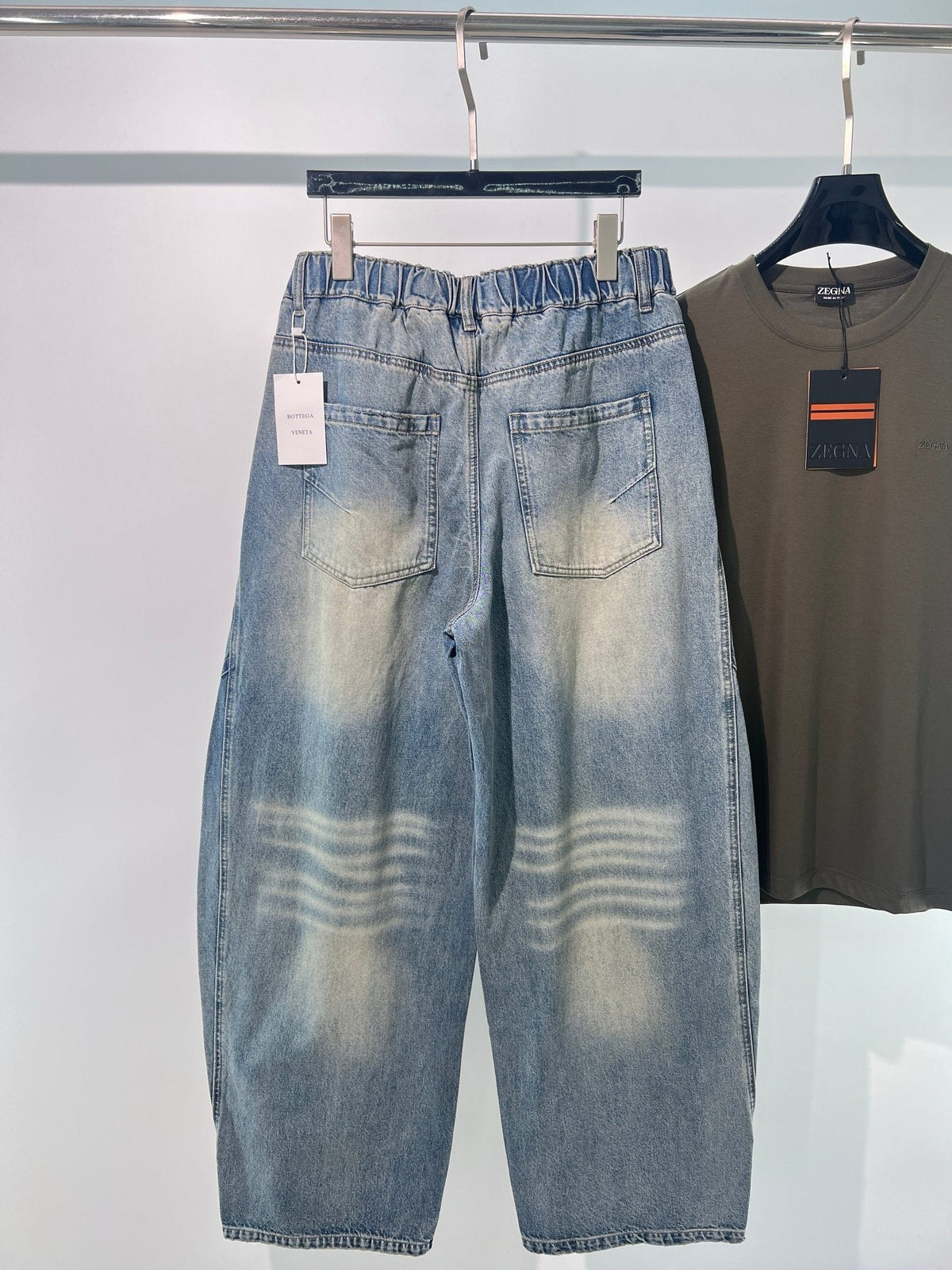 Blue Denim Faded Wide-Leg – Herren