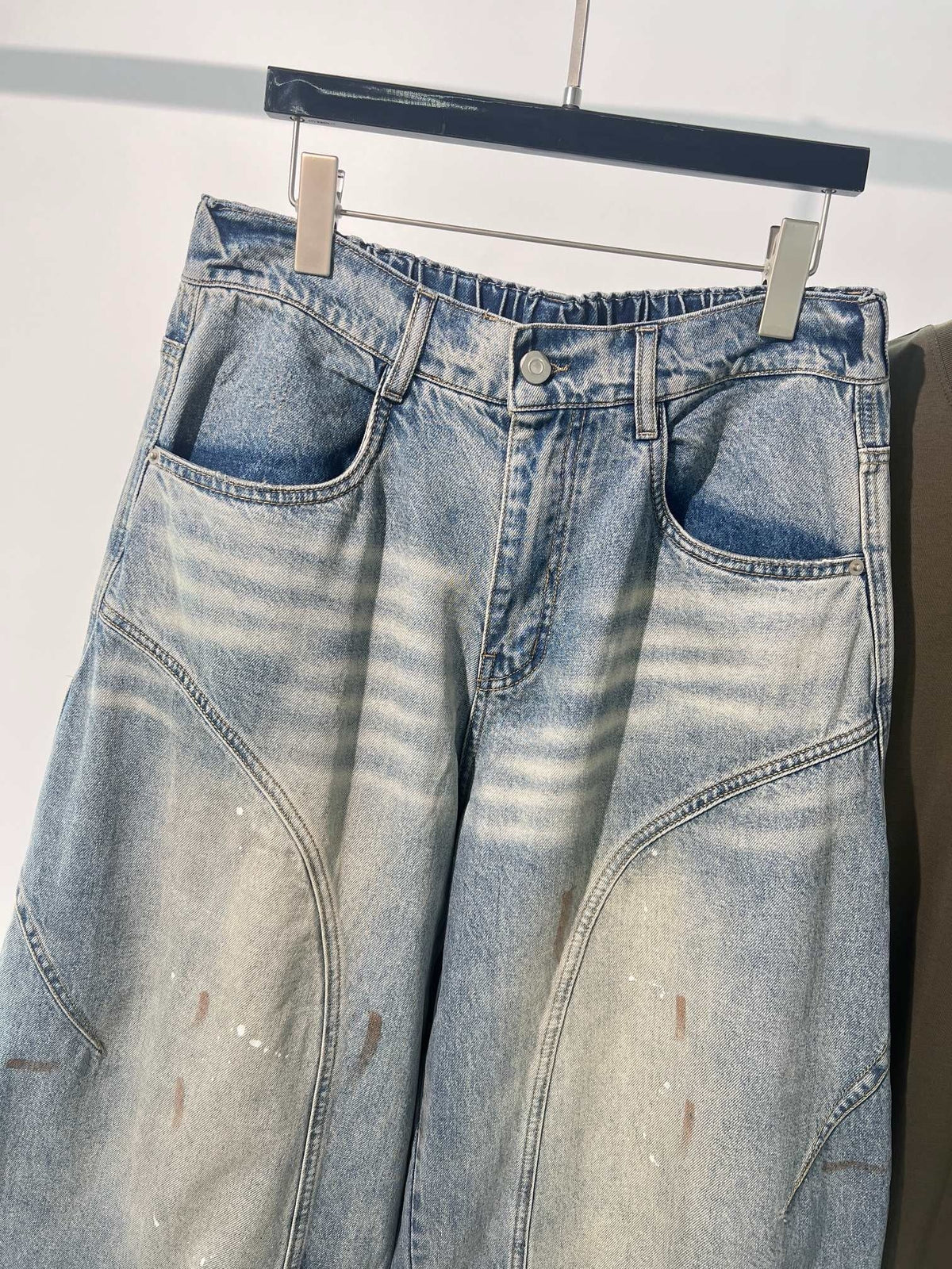 Blue Denim Faded Wide-Leg – Herren