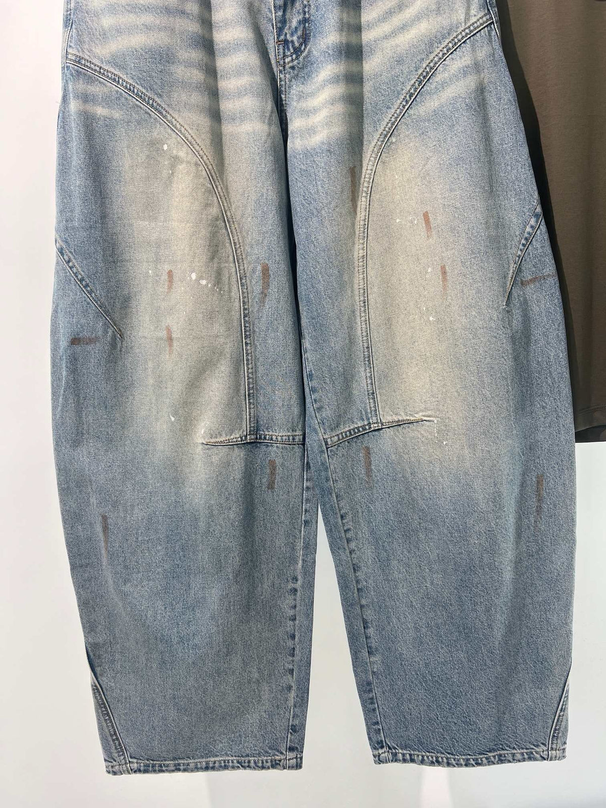 Blue Denim Faded Wide-Leg – Herren