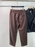 Braune Baumwollhose mit geradem Bein und Kordelzug – Damen