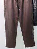 Braune Baumwollhose mit geradem Bein und Kordelzug – Damen