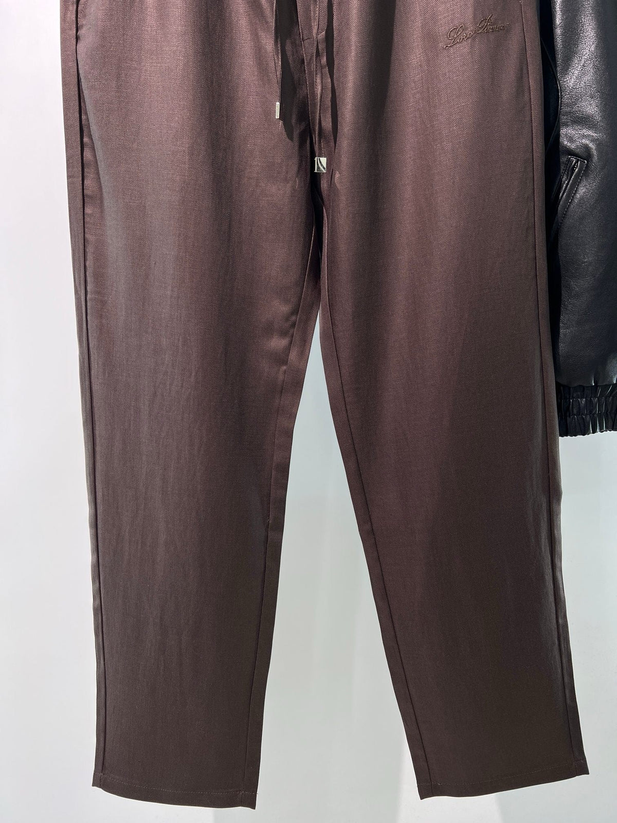 Braune Baumwollhose mit geradem Bein und Kordelzug – Damen