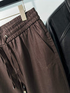 Braune Baumwollhose mit geradem Bein und Kordelzug – Damen