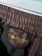 Braune Baumwollhose mit geradem Bein und Kordelzug – Damen