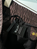Braune Baumwollhose mit geradem Bein und Kordelzug – Damen