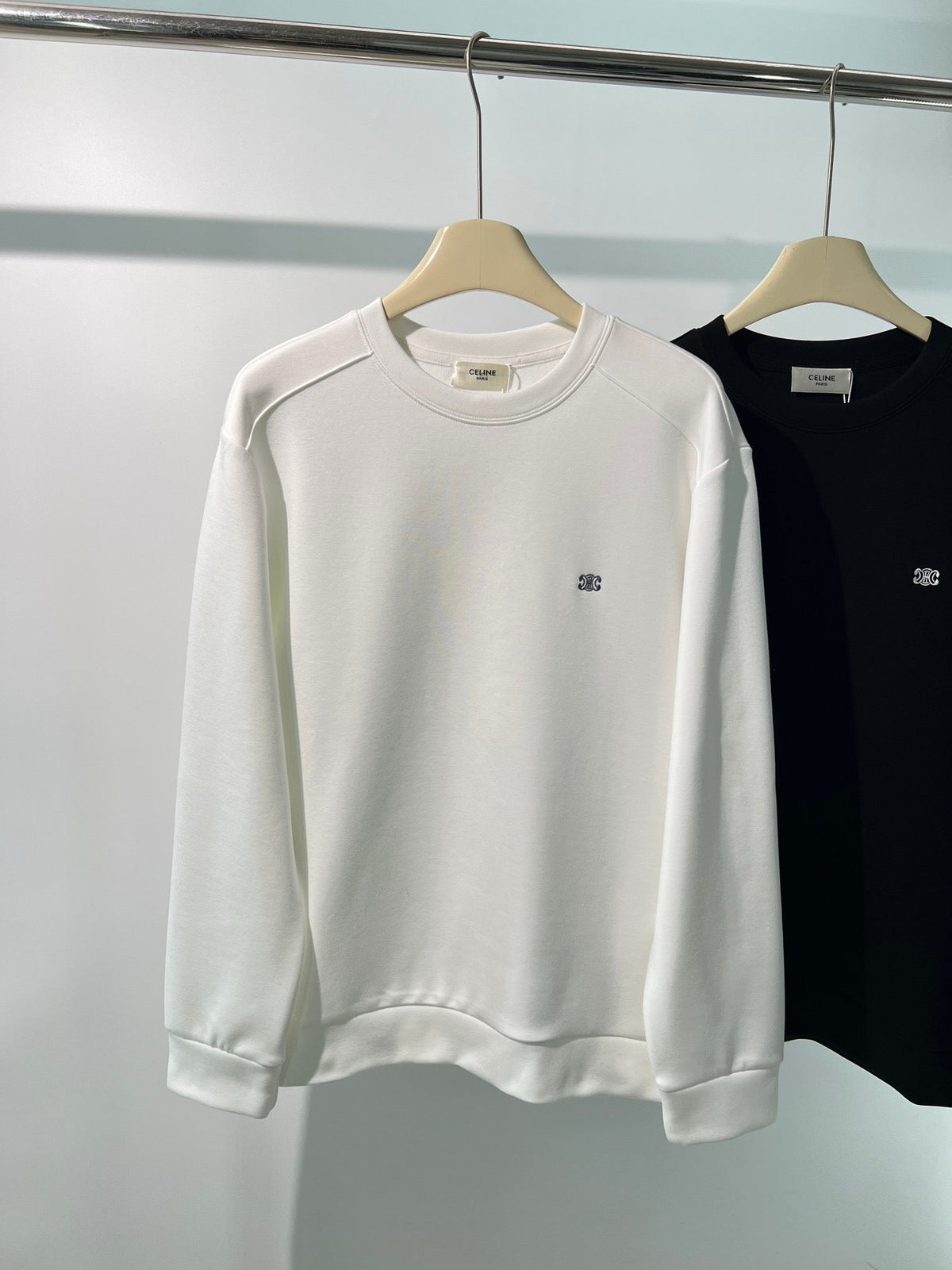 Schwarzes Baumwoll-Rundhals-Sweatshirt mit kleinem Logo – Herren
