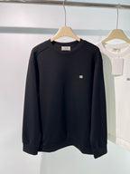 Schwarzes Baumwoll-Rundhals-Sweatshirt mit kleinem Logo – Herren