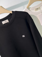 Schwarzes Baumwoll-Rundhals-Sweatshirt mit kleinem Logo – Herren