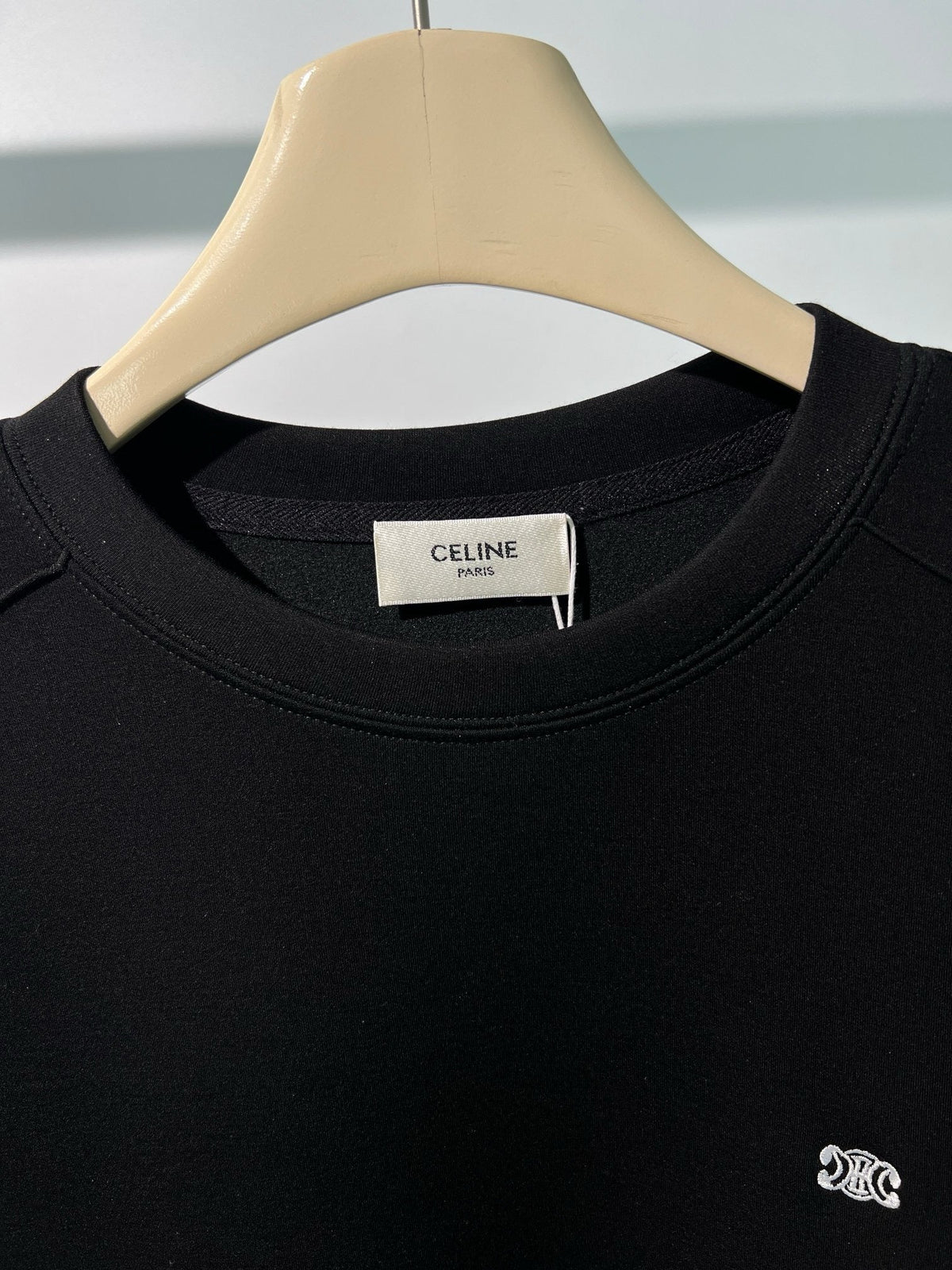 Schwarzes Baumwoll-Rundhals-Sweatshirt mit kleinem Logo – Herren