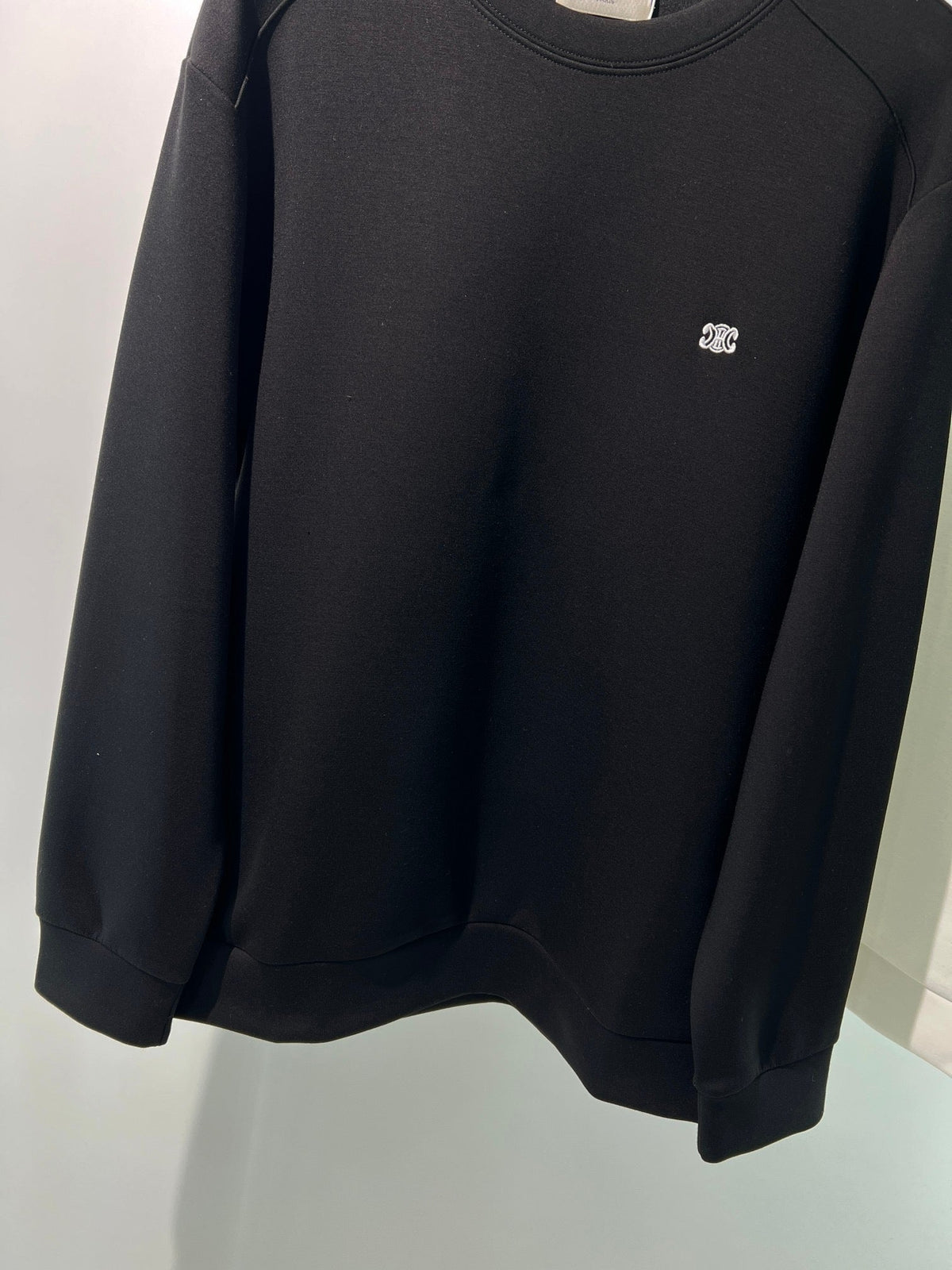 Schwarzes Baumwoll-Rundhals-Sweatshirt mit kleinem Logo – Herren