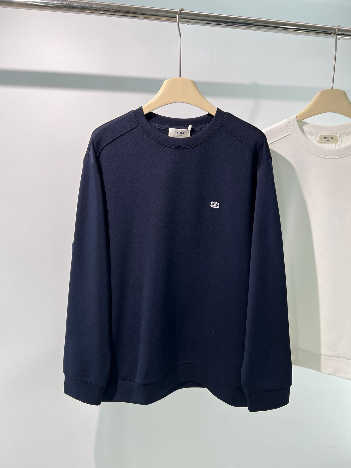 Schwarzes Baumwoll-Rundhals-Sweatshirt mit kleinem Logo – Herren