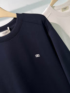 Schwarzes Baumwoll-Rundhals-Sweatshirt mit kleinem Logo – Herren