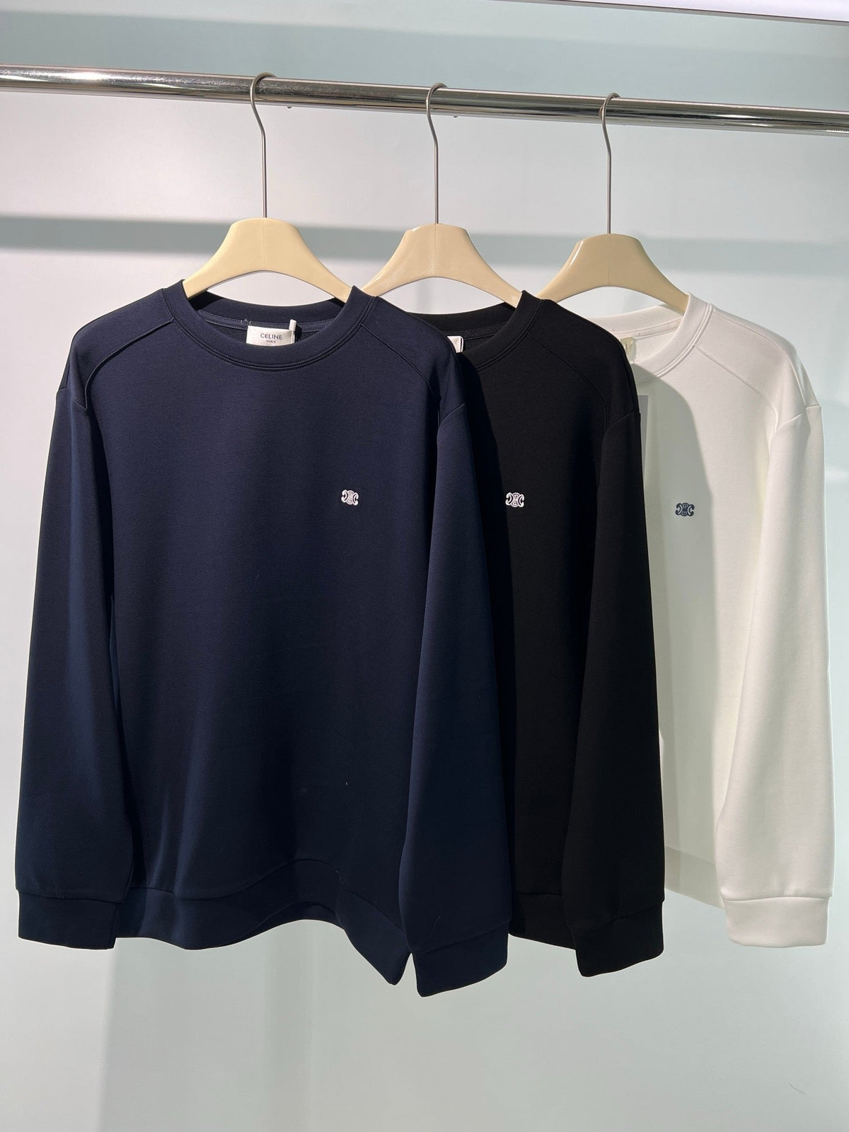 Schwarzes Baumwoll-Rundhals-Sweatshirt mit kleinem Logo – Herren