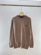 Crewneck mit Brustlogo aus brauner Wolle – Herren