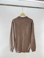 Crewneck mit Brustlogo aus brauner Wolle – Herren