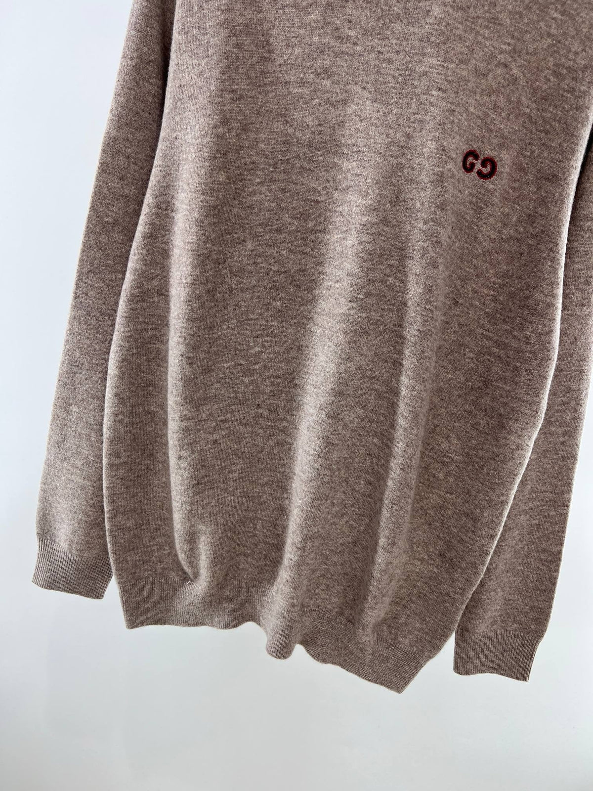 Crewneck mit Brustlogo aus brauner Wolle – Herren