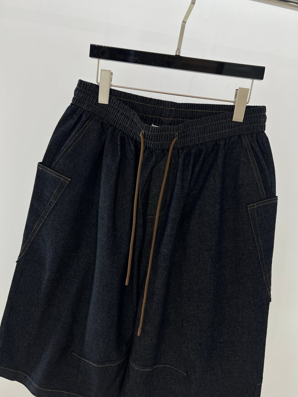Black Cotton Contrast Tie Drawstring - Men's