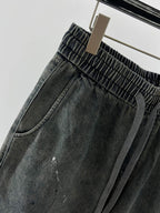 Grey Denim Washed Drawstring - Men's
