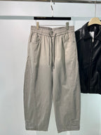 Beige Baumwollhose mit Kordelzug und weitem Bein – Herren