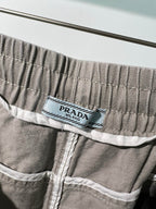 Beige Baumwollhose mit Kordelzug und weitem Bein – Herren