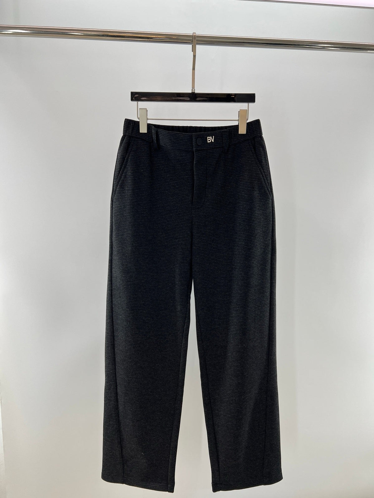 Schwarze Schurwolle, maßgeschneidert, gerade geschnitten – Herren