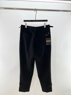 Schwarze Wollhose, plissiert, gerade geschnitten – Herren