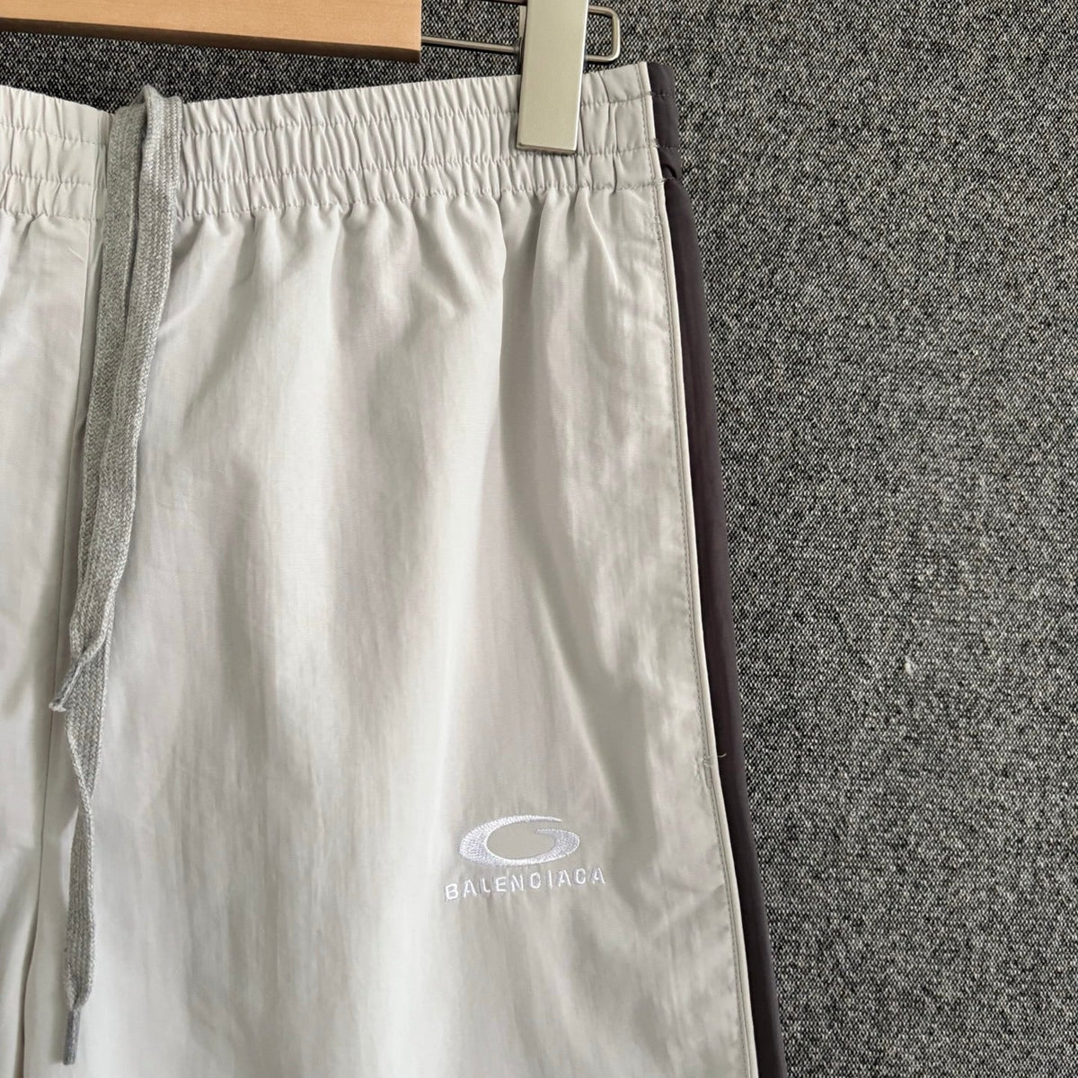 Cream Nylon Plain Drawstring - Men's