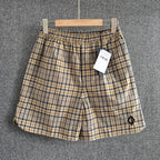 Beige Baumwolle Vintage Check Kordelzug - Herren