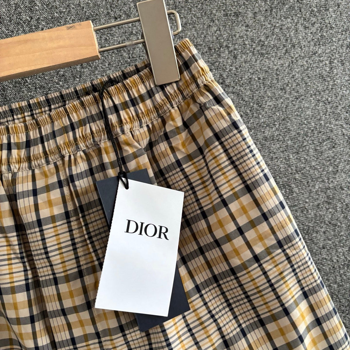 Beige Baumwolle Vintage Check Kordelzug - Herren