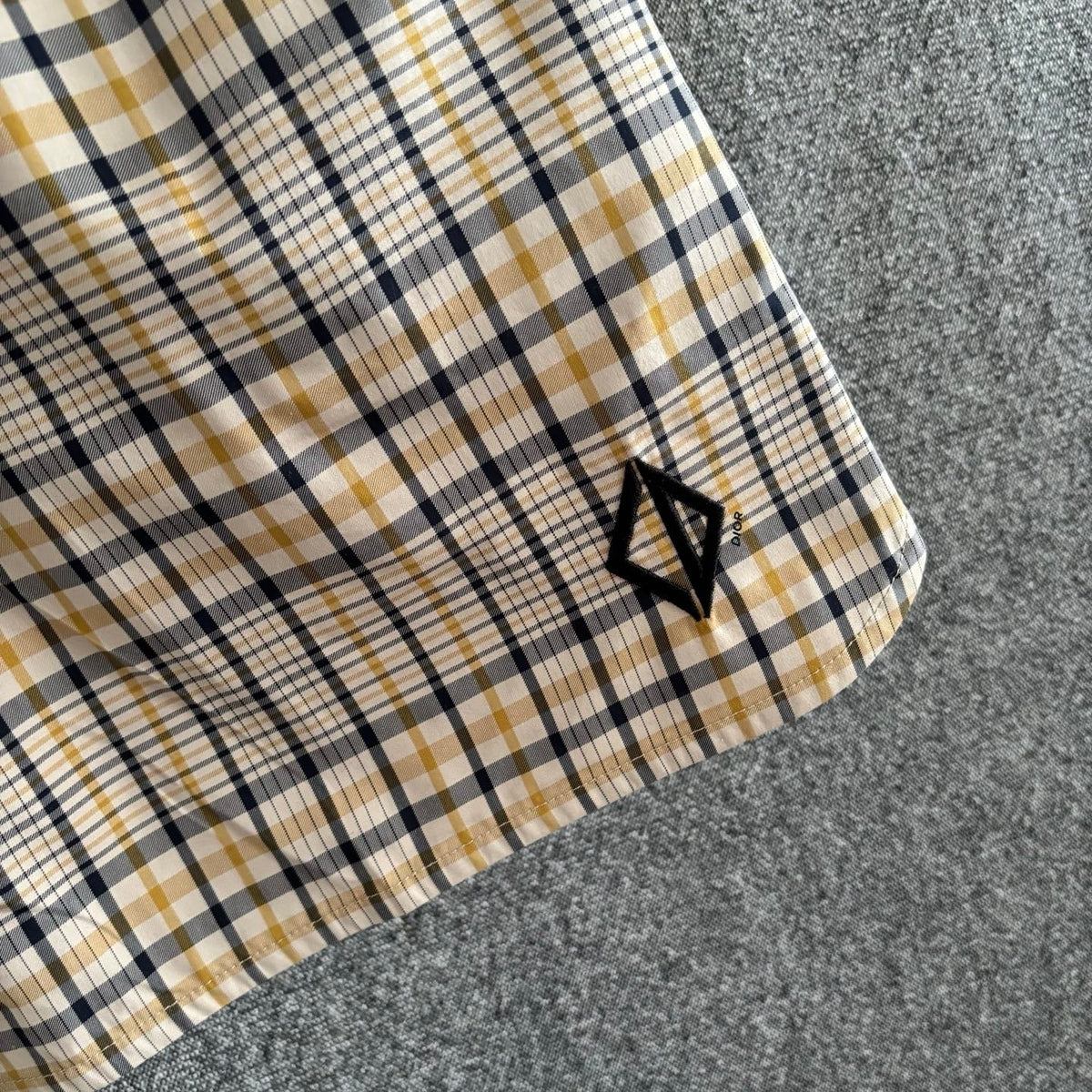 Beige Baumwolle Vintage Check Kordelzug - Herren