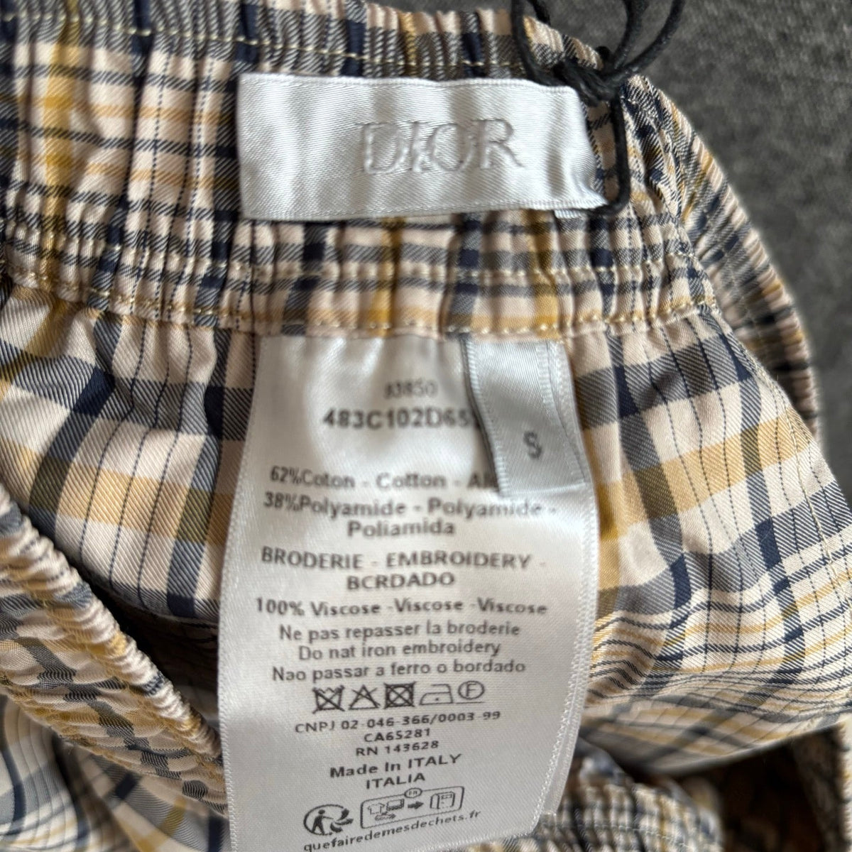 Beige Baumwolle Vintage Check Kordelzug - Herren