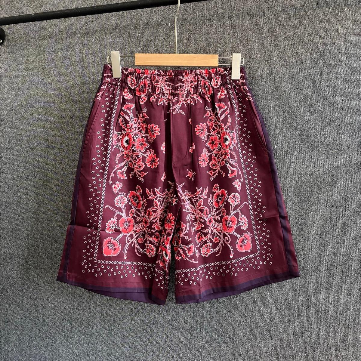 Marineblaue Seidenhose mit Paisley-Print und Kordelzug – Herren