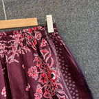 Marineblaue Seidenhose mit Paisley-Print und Kordelzug – Herren