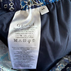 Marineblaue Seidenhose mit Paisley-Print und Kordelzug – Herren
