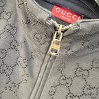 Olivgrüne Jacquard-Monogramm-Bomberjacke – Herren