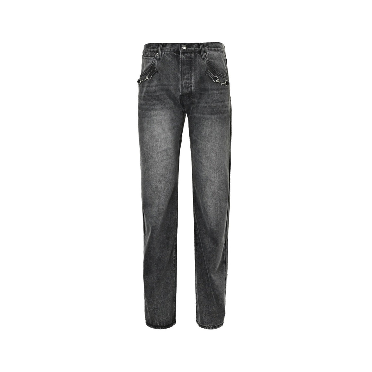 Graue, verwaschene Slim-Fit Jeans - Herren