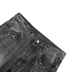 Graue, verwaschene Slim-Fit Jeans - Herren