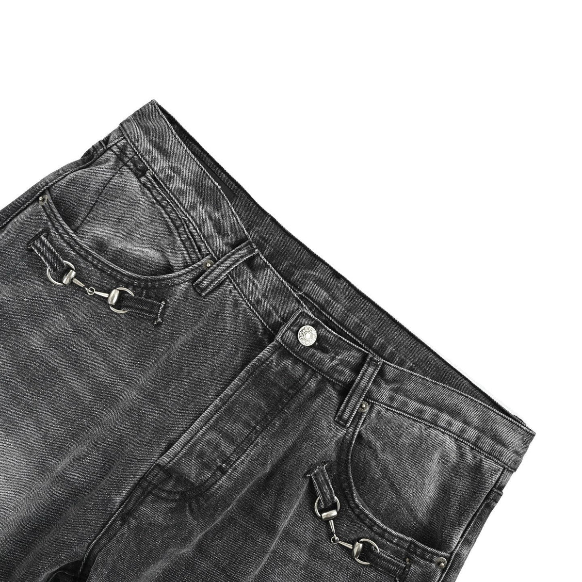 Graue, verwaschene Slim-Fit Jeans - Herren
