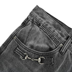 Graue, verwaschene Slim-Fit Jeans - Herren