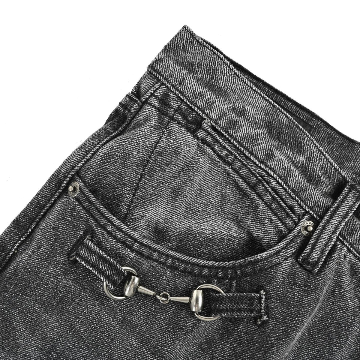 Graue, verwaschene Slim-Fit Jeans - Herren