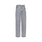 Graue Jeans mit weitem Bein, Waschung - Herren