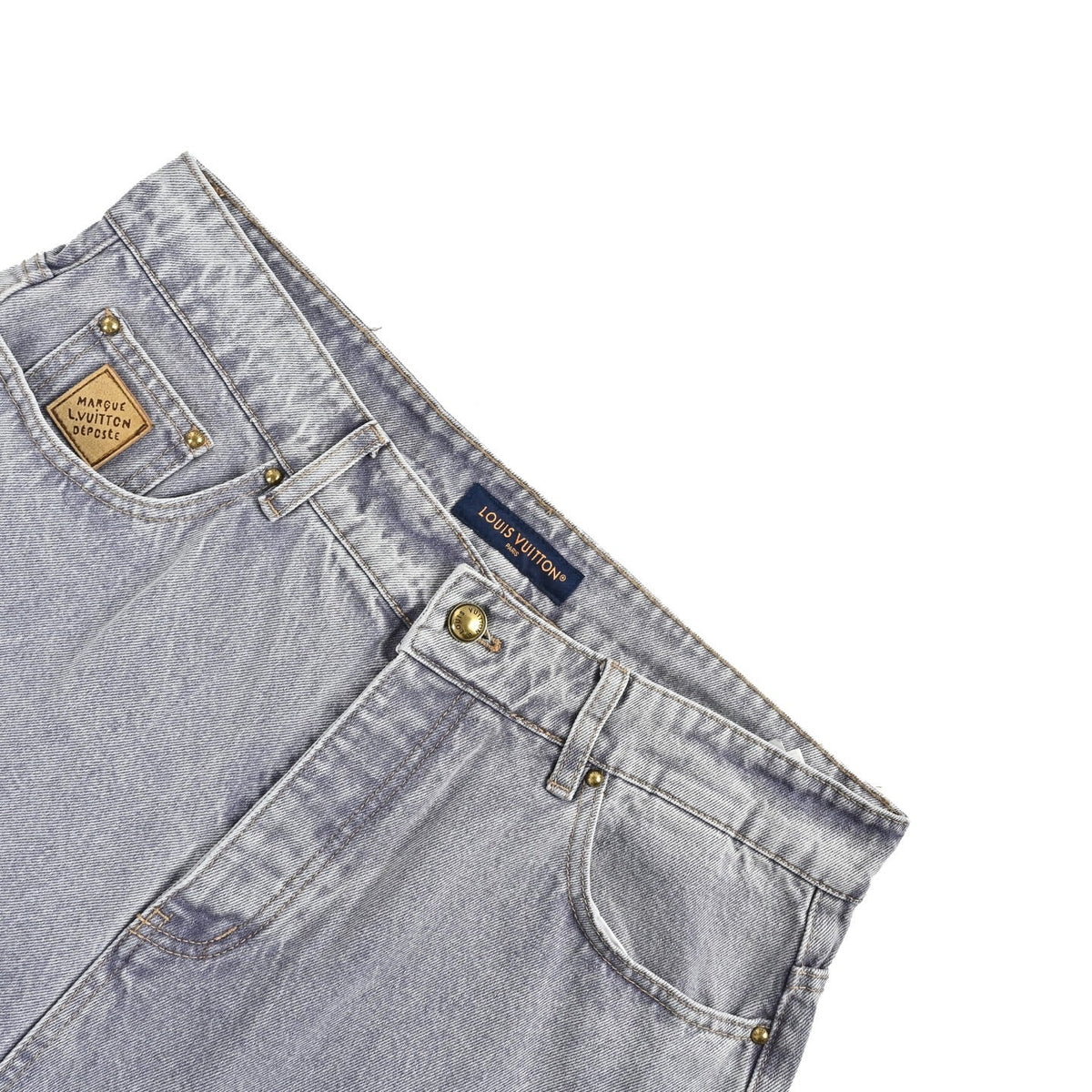 Graue Jeans mit weitem Bein, Waschung - Herren