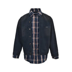 Marineblaue Blousonjacke mit Baumwolleinsätzen – Herren
