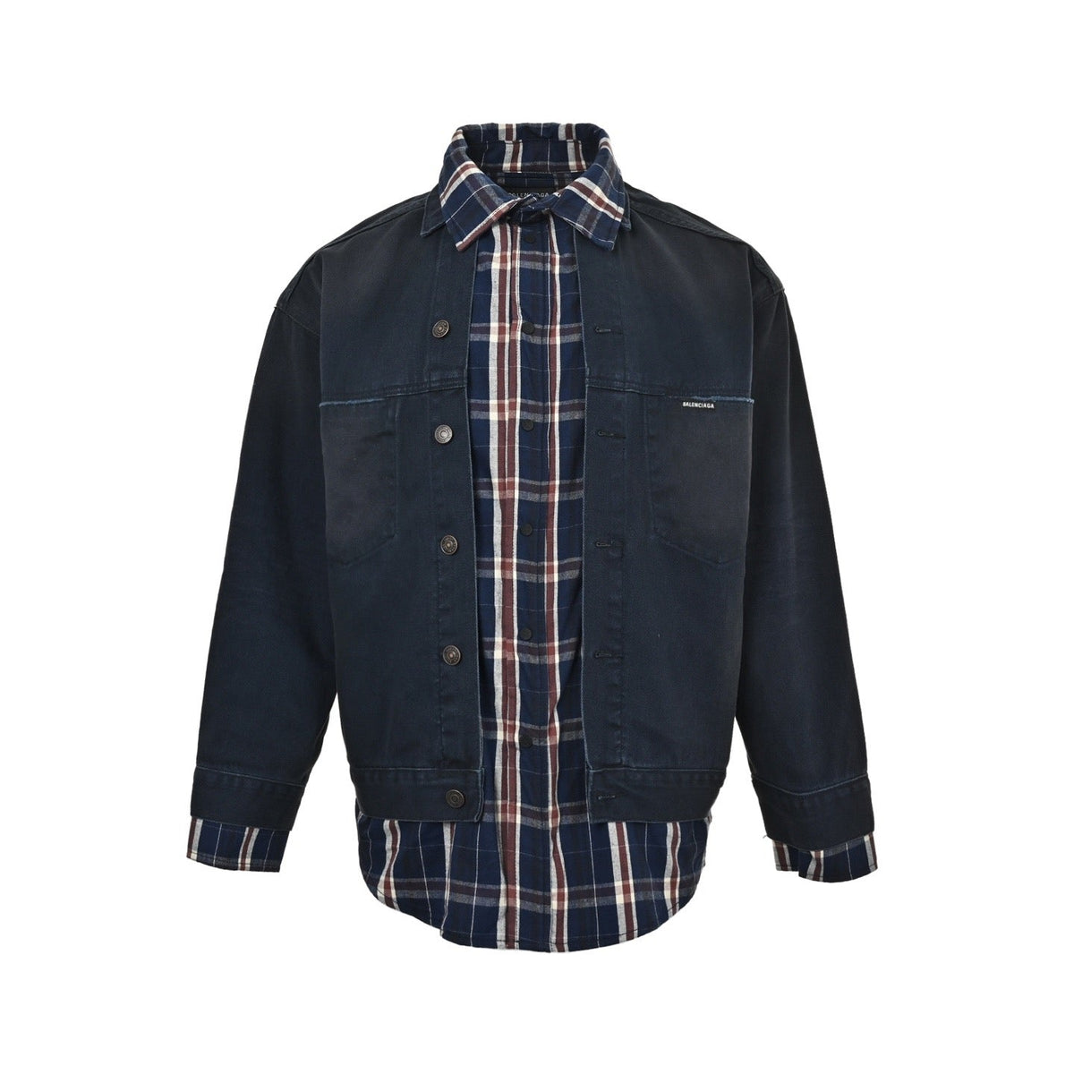 Marineblaue Blousonjacke mit Baumwolleinsätzen – Herren